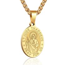 Colar com pingente de aço inoxidável Saint Jude Thaddeus Gold