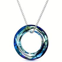 Colar com pingente de anel de anjo de cristal austríaco colorido com corrente mágica de clavícula