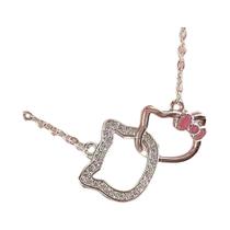 Colar Com Pingente De Anel Duplo Hello Kitty Kawaii, Corrente De Clavícula, Joia De Anime, Presente