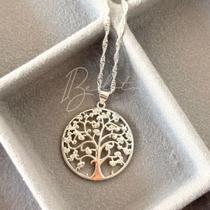 Colar com pingente de Árvore da Vida banhado em prata 925 Colar com pingente de Árvore da Vida banhado em prata 925
