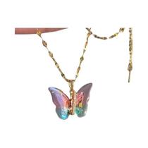 Colar com Pingente de Borboleta em Cristal Colorido - Moda e Acessório para Mulheres e Meninas