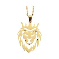 Colar Com Pingente De Cabeça De Leão Em Aço Inoxidável Unissex, Joia Casual De Moda, Presente