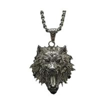Colar Com Pingente De Cabeça De Lobo Em Estilo Hip Hop Rock Para Homens, Acessório De Moda Retro E