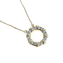 Colar com Pingente de Círculo com Pedras Brilhantes Bijuteria Fina