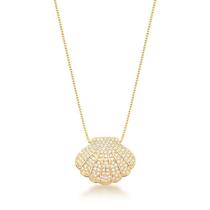 COLAR COM PINGENTE DE CONCHA CRAVEJADO BANHADO A OURO - Bijuteria Elegante