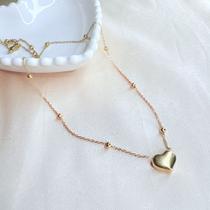 Colar com Pingente de Coração e Bolinhas em Aço Inox