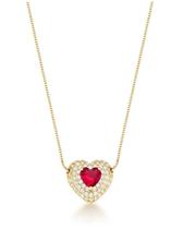 COLAR COM PINGENTE DE CORAÇÃO RUBI CRAVEJADO BANHADO A OURO - Joia Elegante e Sofisticada COLAR COM PINGENTE DE CORAÇÃO RUBI CRAVEJADO BANHADO A OURO - Joia Elegante e Sofisticada