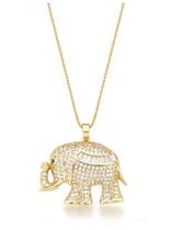 Colar com pingente de elefante cravejado banhado a ouro - zircônia fusion