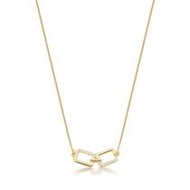 Colar com pingente de elos retangulares banhado a ouro - zircônia - 45 cm Colar com pingente de elos retangulares banhado a ouro - zircônia - 45 cm
