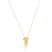 Colar com Pingente de Filho Menino com Zirconias banhado em ouro 18k cordão mãe filhos