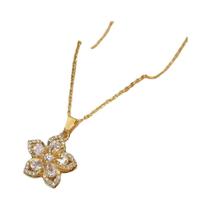 Colar com Pingente de Flor de Zircônia Dourada - Joia Leve para Festa