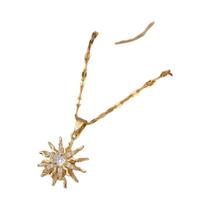 Colar Com Pingente De Flor Rotativa Em Ouro Antigo, Aço Inoxidável Com Zircônia Branca Para