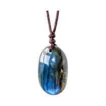 Colar Com Pingente De Labradorita E Pedra Da Lua - Cristal Natural Para Terapia De Estresse E