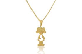 Colar Com Pingente De Menina Banhado Em Ouro 18k