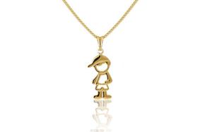 Colar Com Pingente De Menino Banhado Em Ouro 18k