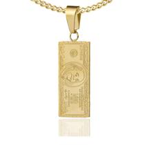 Colar com pingente de nota de dólar dourado para homens, corrente de 60 cm Colar com pingente de nota de dólar dourado para homens, corrente de 60 cm