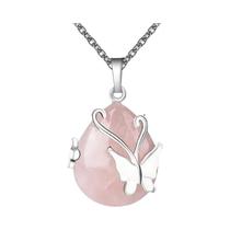 Colar Com Pingente De Pedra Preciosa Borboleta Vintage Com Fio Enrolado Quartzo Rosa Ametista