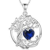 Colar com pingente de prata Tree of Life com safira azul Colar com pingente de prata Tree of Life com safira azul