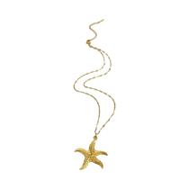 Colar Com Pingente De Tartaruga, Concha E Estrela-do-mar Em Esmalte Branco, Banhado a Ouro 18K,