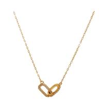 Colar Com Pingente Duplo De Círculo Em Strass Dourado Para Mulheres E Meninas, Choker Brilhante,