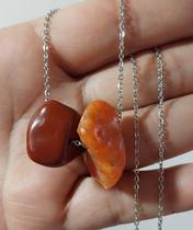 Colar com Pingente em Calcita Laranja e Jaspe Vermelho