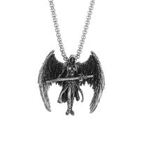 Colar com pingente em tom prateado Archangel Michael, corrente de 60 cm Colar com pingente em tom prateado Archangel Michael, corrente de 60 cm