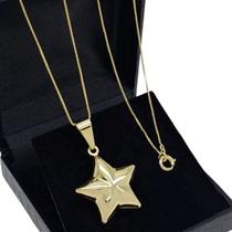 Colar Com Pingente Estrela Banho De Ouro 18k 4143 Colar Com Pingente Estrela Banho De Ouro 18k 4143