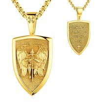 Colar com pingente Eusense St Michael 14K 18K 24K em ouro maciço Colar com pingente Eusense St Michael 14K 18K 24K em ouro maciço