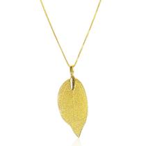 Colar Com Pingente Folha Banhado A Ouro 18k Corrente Veneziana Feminina