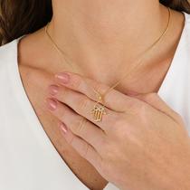 Colar com Pingente Hamsá Infinito Dourado Banhado a Ouro 18k