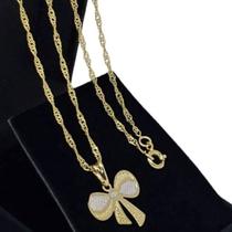 Colar Com Pingente Laço Banho De Ouro 18k 3289 Colar Com Pingente Laço Banho De Ouro 18k 3289