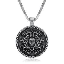 Colar com pingente Medusa Head para homens, design de aço inoxidável