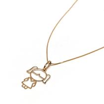 Colar Com Pingente Menina de Ouro 18k Veneziana 40cm Corrente Cordão Gargantilha Feminina