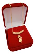 Colar Com Pingente Menina Filha Bailarina Em Banho De Ouro Colar Com Pingente Menina Filha Bailarina Em Banho De Ouro