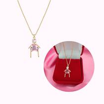 Colar Com Pingente Menina Filha Coração Folheado A Ouro 18k Colar Com Pingente Menina Filha Coração Folheado A Ouro 18k