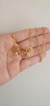 Colar com Pingente menina menino com Zirconias coloridas banhado ouro18k