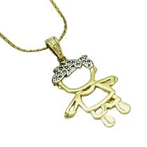 Colar Com Pingente Menino Ou Menina Banho De Ouro 18k 592A 601A