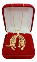 Colar Com Pingente Pantera Luxo Em Banho De Ouro 18k Colar Com Pingente Pantera Luxo Em Banho De Ouro 18k
