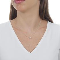 Colar com Pingente Pedra Zircônia Prata Gargantilha Feminina