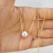 Colar com Pingente Perola Branca Folheado A Ouro 18k Colar com Pingente Perola Branca Folheado A Ouro 18k