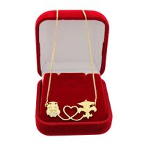 Colar com Pingente Profissão Pedagogia Letras Banho de Ouro 18k