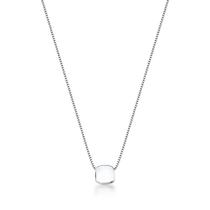 COLAR COM PINGENTE QUADRADO LISO BANHADO A RÓDIO BRANCO - 6mm x 7mm, Corrente 45cm + 5cm Extensor