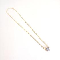 Colar Com Pingente Quadrado Roxo