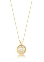 Colar com pingente redondo cravejado banhado a ouro 45cm