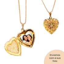 Colar com Pingente Relicário De Coração Com Foto Colar com Pingente Relicário De Coração Com Foto