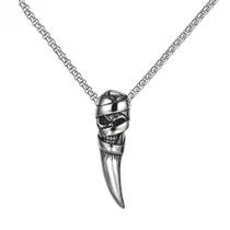 Colar com pingente Wokex Skull Wolf Tooth para homens, Stainless St