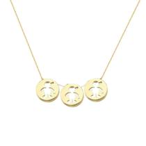Colar com pingentes Filhos três meninos com zirconia banhado Ouro