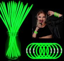 Colar com Pulseira de Glow Sticks YOFOBU - Verde - 50 Quilates - 20cm