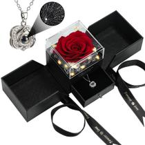 Colar com Rosa Preservada Woxafo 100 Idiomas Eu Te Amo Colar com Rosa Preservada Woxafo 100 Idiomas Eu Te Amo