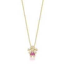 Colar com uma menina cravejada banhado a ouro